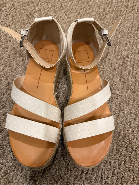 Dolce Vita Shoes - Dolce Vita White Croc-Embossed Ankle-Strap Platform Espadrille Sandals